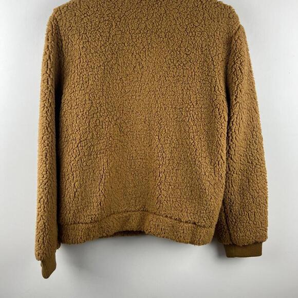 UGG Women’s Sherpa Fleece Jacket XS Brown White Yellow Retro Full Zip Teddy Coat - Picture 2 of 6